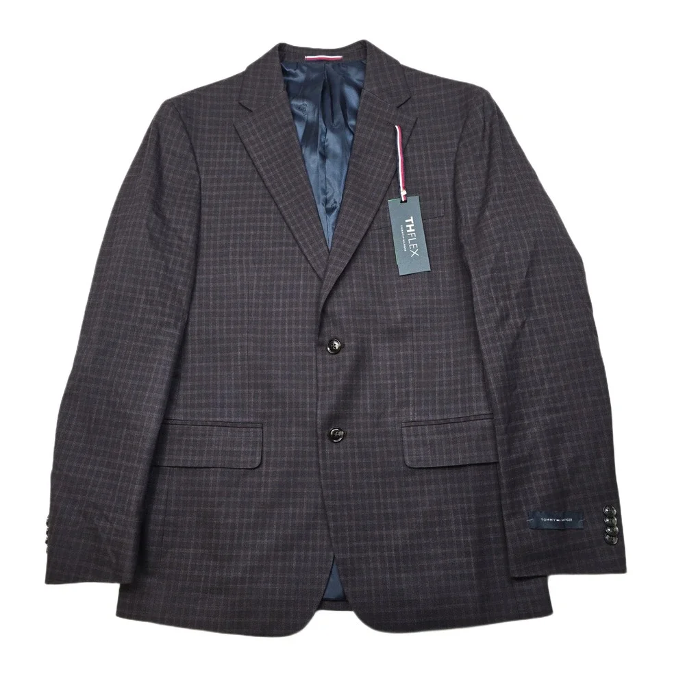 Tommy Hilfiger Conrad Sport Coat Mens 38R 38 Purple Plaid Flex Blazer $295 NEW